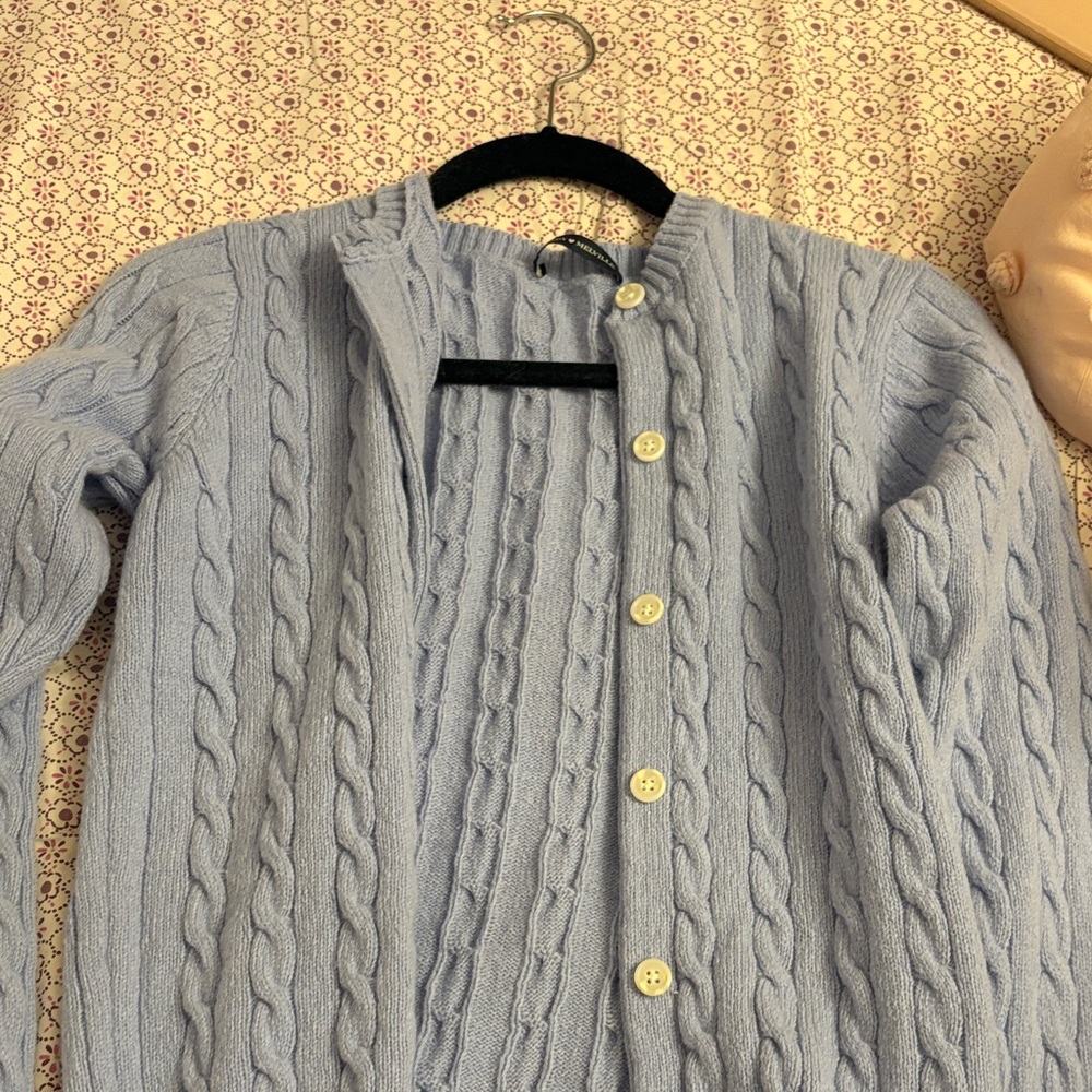 Brandy Light Blue Cable Knit Sweater